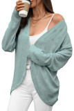 Solid Color Long Sleeved Knitted Cardigan