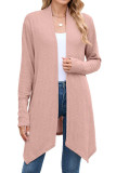Solid Color Long Sleeved Knitted Irregular Cardigan