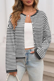 Striped Color Sweater Long Sleeve Casual Cardigan