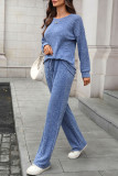Round Neck Long Sleeved Sweatshirt Pants Two-Piece Set