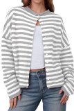 Striped Color Sweater Long Sleeve Casual Cardigan