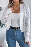 Solid Color Hollow Lantern Long Sleeved Cardigan Sweater