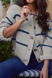 Striped Loose Knit Long Sleeve Cardigan Jacket