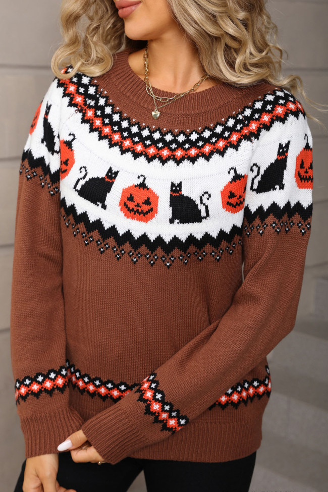 Halloween Round Neck Long Sleeved Sweater