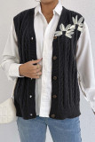 V-Neck Solid Color Sleeveless Cardigan Vest