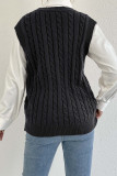 V-Neck Solid Color Sleeveless Cardigan Vest