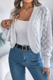 Solid Color Hollow Lantern Long Sleeved Cardigan Sweater