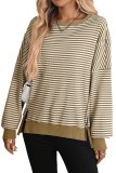 Round Neck Striped Printed Long Sleeved Sweatshirt