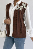 V-Neck Solid Color Sleeveless Cardigan Vest