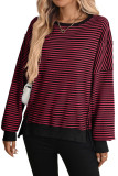 Round Neck Striped Printed Long Sleeved Sweatshirt