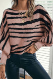Bat Long Sleeve Striped Printed Long Sleeved Sweater