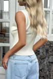Solid Color Button Sweater Sleeveless Vest