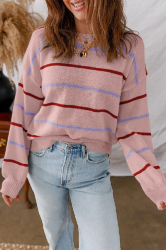 Colorful Striped Long Sleeved Loose Sweater