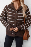 Long Sleeve Loose Pocket Striped Cardigan Sweater