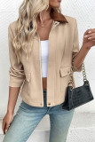 Lapel Long Sleeved Pocket Cardigan Jacket