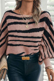 Bat Long Sleeve Striped Printed Long Sleeved Sweater