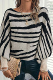 Bat Long Sleeve Striped Printed Long Sleeved Sweater