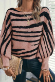 Bat Long Sleeve Striped Printed Long Sleeved Sweater