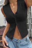 Solid Color Button Sweater Sleeveless Vest