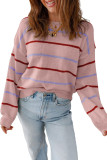 Colorful Striped Long Sleeved Loose Sweater