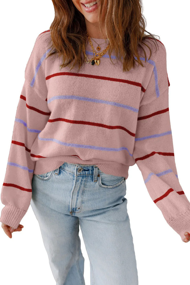 Colorful Striped Long Sleeved Loose Sweater