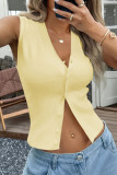 Solid Color Button Sweater Sleeveless Vest