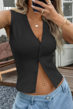 Solid Color Button Sweater Sleeveless Vest