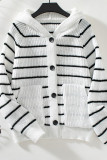 Long Sleeve Loose Pocket Striped Cardigan Sweater