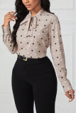 V-neck Neck Tie Polka Dot Shirts