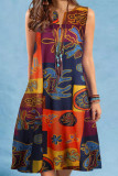 Printed V-Neck Sleeveless Dress