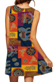 Printed V-Neck Sleeveless Dress