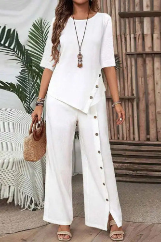Irregular Short Sleeve Shirt Pants Two-Piece Set