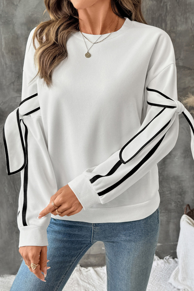 Butterfly Knot Round Neck Long Sleeve Hoodie
