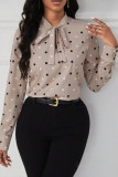 V-neck Neck Tie Polka Dot Shirts