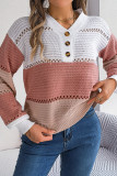 Hollow Color Matching Lantern Sleeve Head Sweater