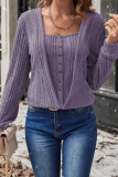 Fake Two Long Sleeved Square Neck Sweaters