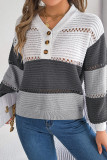 Hollow Color Matching Lantern Sleeve Head Sweater