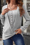 Fake Two Long Sleeved Square Neck Sweaters