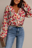 V-Neck Chiffon Lantern Long Seeve Shirt