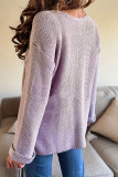 Solid Color V-Neck Long Sleeved Sweater