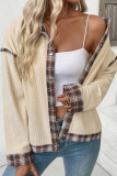 Retro Style Lapel Plaid Corduroy Cardigan Jacket