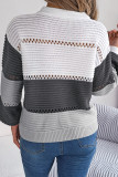 Hollow Color Matching Lantern Sleeve Head Sweater