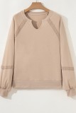 Lace Solid Color Loose Long Sleeved Sweatshirt
