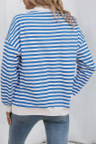 Polo Neck Striped Printed Long Sleeved Sweatshirt