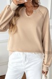 Lace Solid Color Loose Long Sleeved Sweatshirt
