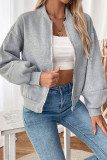 Solid Color Velvet Long Sleeved Zipper Cardigan