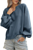 Lace Solid Color Loose Long Sleeved Sweatshirt