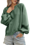 Lace Solid Color Loose Long Sleeved Sweatshirt