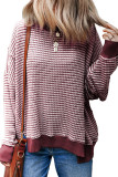 Round Neck Striped Loose Long Sleeved Sweatshirt