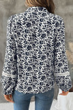Vintage Strap V-Neck Floral Print Short Sleeve Shirt